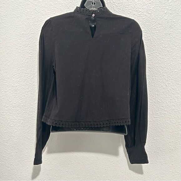 Urban Outfitters UO Boho Black Beaded Sequin Embroidered Long Sleeve Crop Top S - Picture 9 of 13